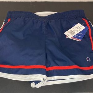 Girl blue red and white shorts